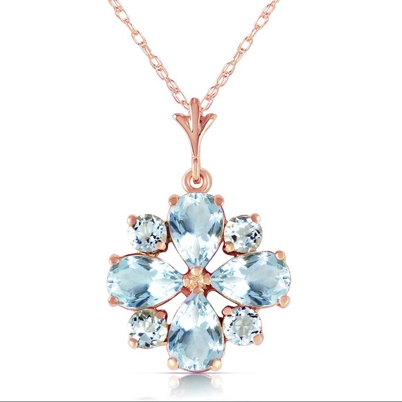 Galaxy Gold Products Jewelry - 14K. SOLID GOLD NECKLACE WITH NATURAL AQUAMARINES